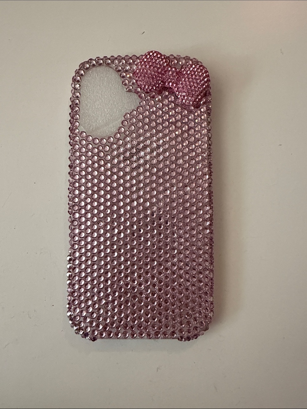 Pink Rhinestone Bling iPhone 17 Case with Hello Kitty Bow Accent